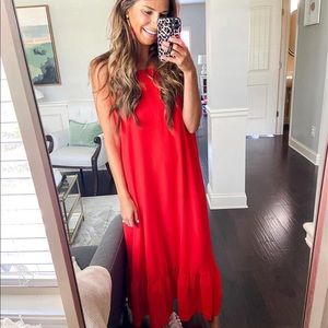 Red maxi dress
